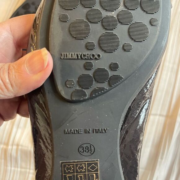 JIMMY CHOO Morse black patent leather ballet flats shoe, size 38 1/2 US size 8.5 - Picture 6 of 9